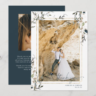 Carte De Remerciements Moderne Delicate Mariage de verdure printanière