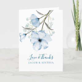 Carte De Remerciements Moderne Elegant Chic Dusty Mariage bleu