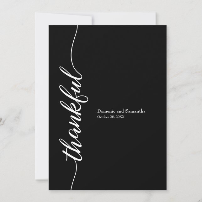 Carte De Remerciements Moderne Elégant "Merci" Mariage personnalisé Tha (Devant)