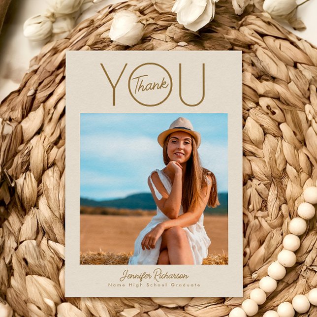 Carte De Remerciements Moderne Elegant Photo Graduation (Créateur téléchargé)