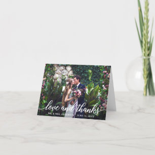 Carte De Remerciements Moderne Élégant Script Love Thanks Mariage Note