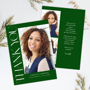 Carte De Remerciements Moderne Elégant Vertical Trois Photo Graduation