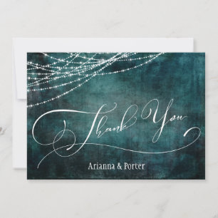 Carte De Remerciements Moderne Élégante Typographie & Lumières Teal Griff