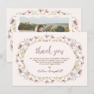 Carte De Remerciements Moderne Fleur sauvage de prairie douce 16 Annivers