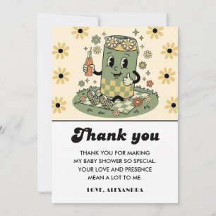 Carte De Remerciements Moderne Groovy Daisy Sage Verte Elle est Prête à é