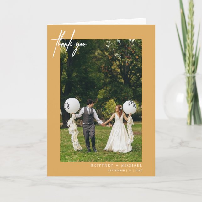 Carte De Remerciements Moderne jaune lettrage manuel (Devant)