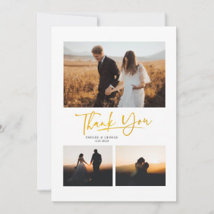 Carte De Remerciements Moderne Lettré à la main 4 Photos Mariage