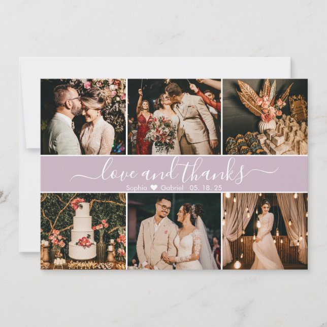 Carte De Remerciements Moderne Lilac Élégante Typographie 6 Collage photo (Devant)