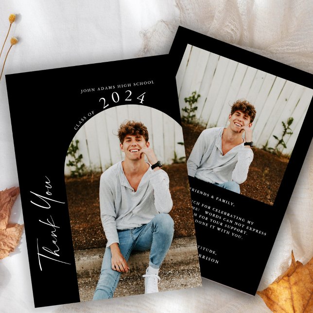 Carte De Remerciements Moderne minimal deux diplômes photo (Créateur téléchargé)