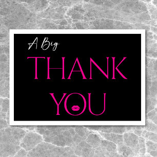 Carte De Remerciements Moderne minimal rose lèvres Elle a trente ans