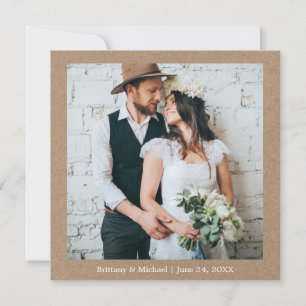 Carte De Remerciements Moderne minimaliste photo simple Mariage Kraft