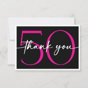 Carte De Remerciements Moderne Minimaliste Rose Cinquante Fabuleux Écritu
