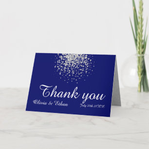 Carte De Remerciements Moderne minimaliste Royal Bleu et Parties scintill