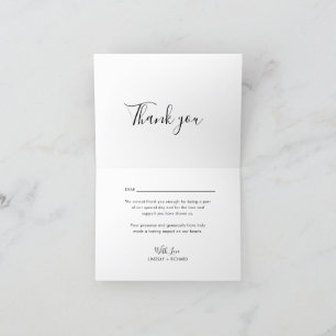 Carte De Remerciements Moderne minimaliste simple Mariage de typographie 
