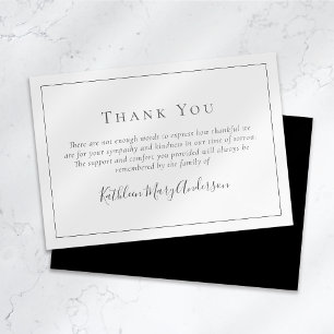 Carte De Remerciements Moderne minimaliste   Sympathie pour les funéraill