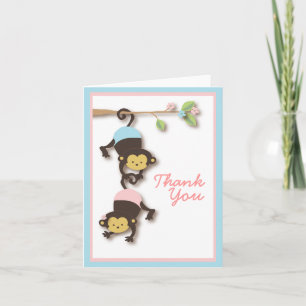 Carte de remerciements moderne Monkey Twin Girl & 