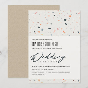 CARTE DE REMERCIEMENTS MODERNE MULTI COULEUR TERRAZZO MOTIF MARIAGE INVIT