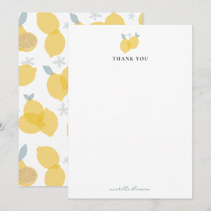 Carte De Remerciements Moderne Pastel Citrus Lemons Motif Nom personnalis