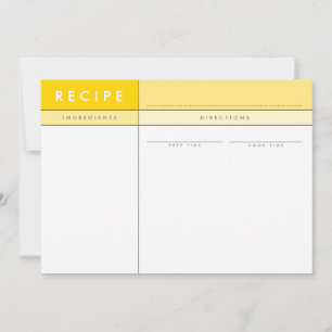 Carte De Remerciements MODERNE RECEPE CARD organisateur bloc minimal jaun
