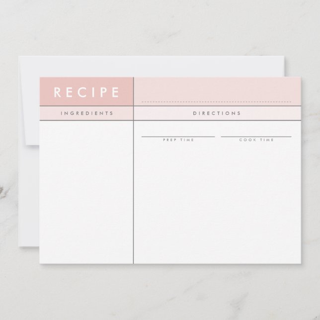Carte De Remerciements MODERNE RECEPE CARD organisateur bloc minimal rose (Devant)