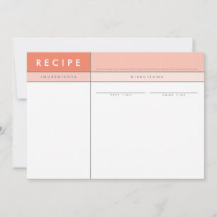 Carte De Remerciements MODERNE RECEPE CARD organisateur bloc orange minim