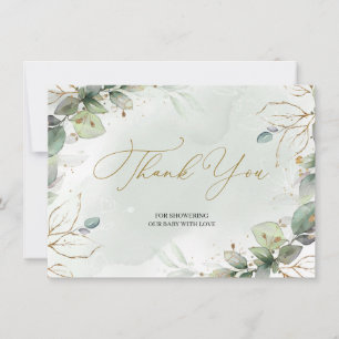 Carte De Remerciements Moderne Rustique feuilles floraux et faux or