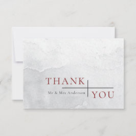Carte De Remerciements Moderne Simple Burgundy Grey Aquarelle Mariage