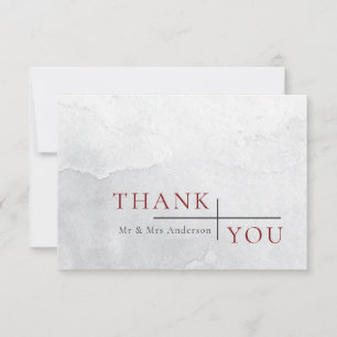 Carte De Remerciements Moderne Simple Burgundy Grey Aquarelle Mariage