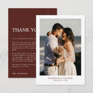 Carte De Remerciements Moderne Simple Burnt Orange avec Mariage photo