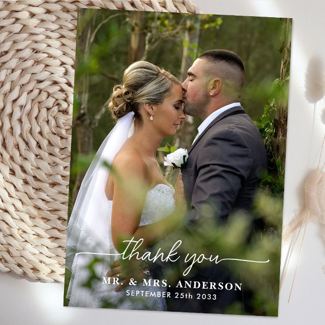 Carte De Remerciements Moderne Simple Chic Mariage photo personnalisé (Créateur téléchargé)