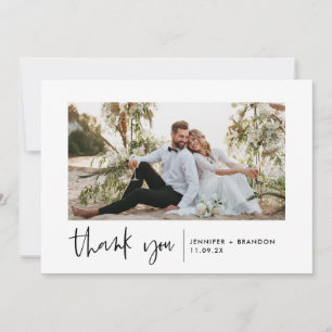 Carte de remerciements moderne simple   Mariage ph