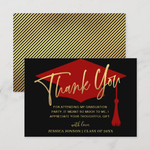 Carte De Remerciements Moderne Simple Minimaliste Graduation Rouge