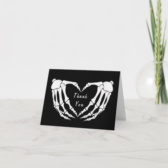 Carte De Remerciements Moderne Squelette Gothique Mains Amour Forme De Co (Devant)