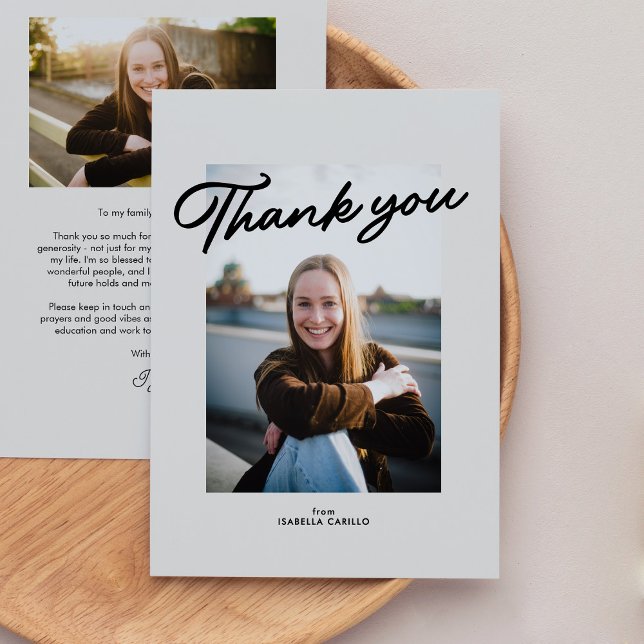 Carte De Remerciements Moderne tendance simple deux graduation photo (Créateur téléchargé)