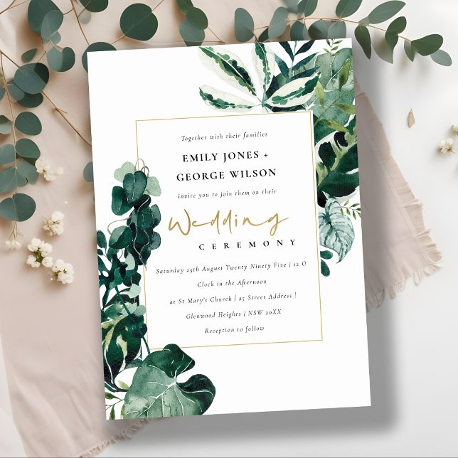 CARTE DE REMERCIEMENTS MODERNE TROPICAL MONSTERA FOLIAGE INVITE MARIAGE (Créateur téléchargé)