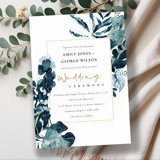 CARTE DE REMERCIEMENTS MODERNE TROPICAL MONSTERA FOLIAGE INVITE MARIAGE (Créateur téléchargé)