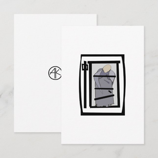 CARTE DE REMERCIEMENTS MOINE TIBÉTAIN (Devant / Derrière)