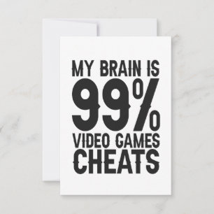 Carte De Remerciements Mon Cerveau est 99 Jeux Vidéos Triché Funny Gamer 