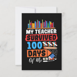 Carte De Remerciements Mon Professeur A Survécu À 100 Jours De Moi