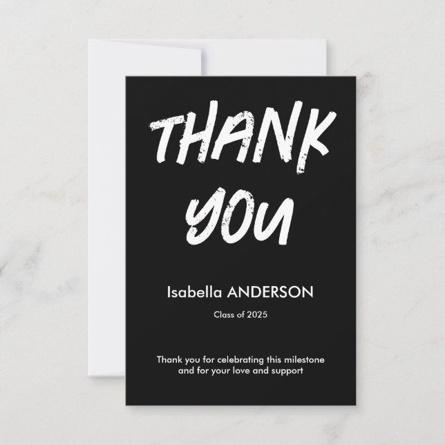 Carte De Remerciements Mondern Black and White Graduation  (Devant)