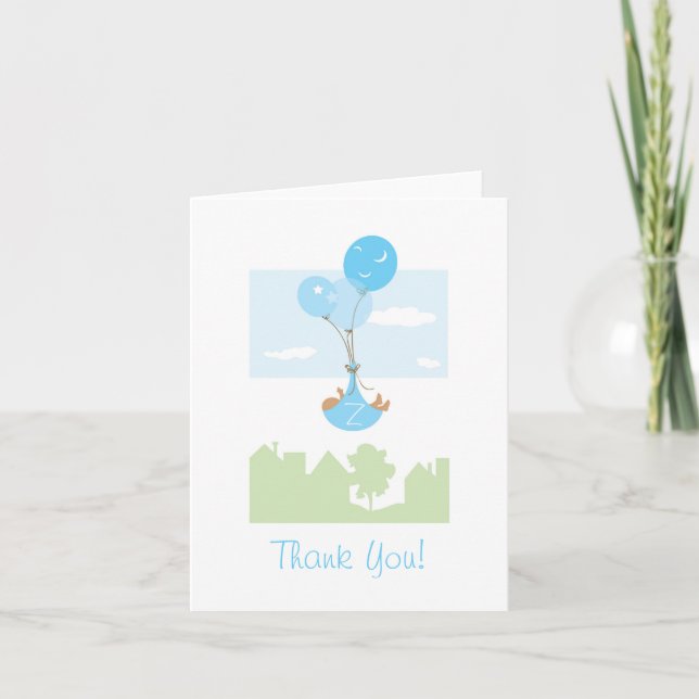 Carte De Remerciements Mongram Ballon Baby Shower Thank You Card (Devant)