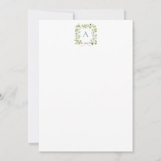 Carte De Remerciements Monogram Greenery Wreath & Bow