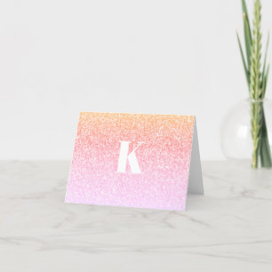 Carte De Remerciements Monogram Rainbow Parties scintillant Glam Baby sho