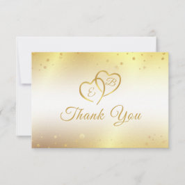 Carte De Remerciements Monogramme Anniversaire Cœur en Or Des Années Pour