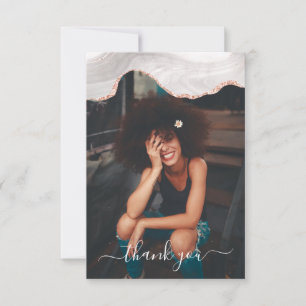 CARTE DE REMERCIEMENTS MONOGRAMME D'AGATE DE FOGRA BLANC ET ROSE D'OR NOI