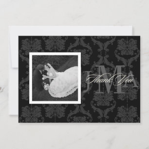 Carte De Remerciements Monogramme Damask Remerciements cartes, plat