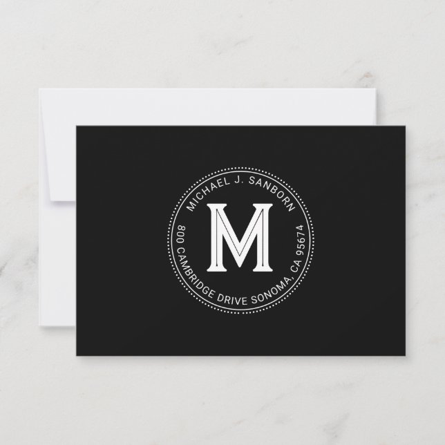 Carte De Remerciements Monogramme de Guy Personnalisé moderne noir blanc (Devant)