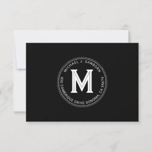 Carte De Remerciements Monogramme de Guy Personnalisé moderne noir blanc