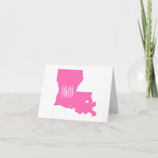 Carte De Remerciements Monogramme de vigne blanche rose chaud de Louisian