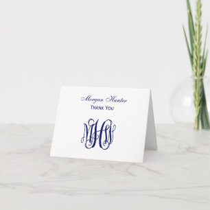Carte De Remerciements Monogramme de Vigne de marine do-it-yourself BG